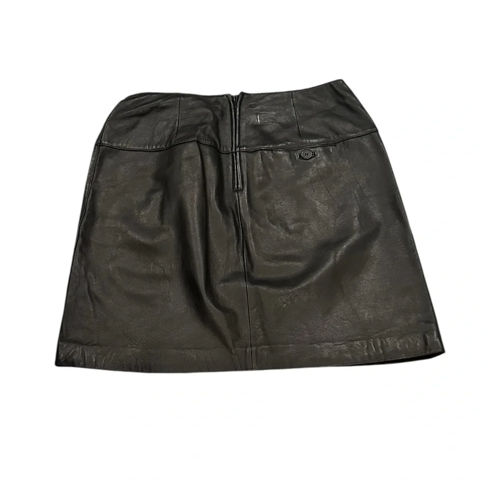 Leather Black Bikercore Goth Club Y2K Lord & Taylor Lined Pencil Skirt 12